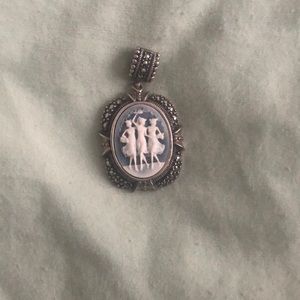 Marcasite cameo pendant